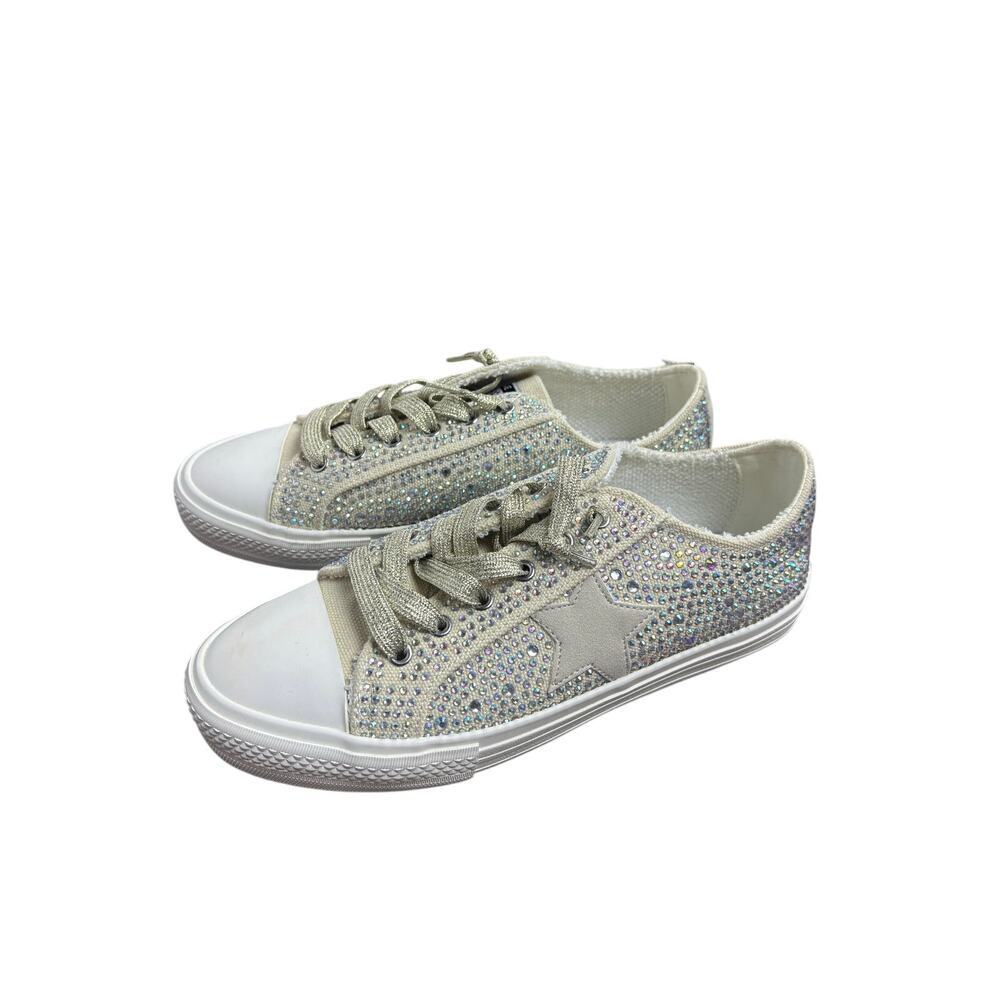 Vintage Havana Jenny Rhinestone Sneakers Gold Sparkle Low Top Casual Shoes